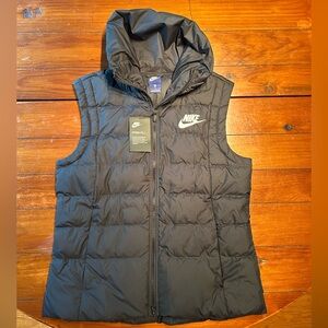 Nike Down Puffer Vest Women Large Black Sportswear - Full Zip puffer Vest